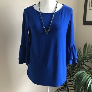 2/$20 Faith and Joy Stretch Jersey Ruffle Sleeve  Top M